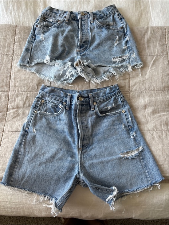 Agolde Pants - Agolde Parker Shorts (Swapmeet) +
Agolde Distressed High-Rise Denim Shorts